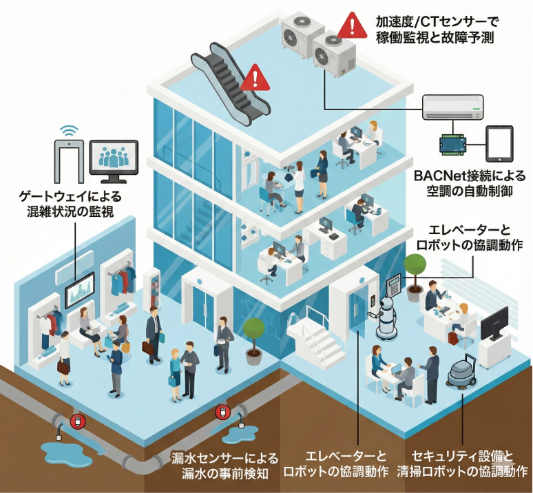 Whole-building IoT monitoring illustration